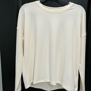 Calia ribbed, cream color long sleeved shirt.